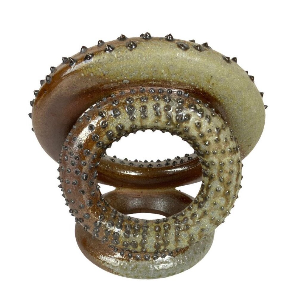 Octopus Tentacle-Style Raku Pottery Sculpture Spiked Texture Jellyfish Signature